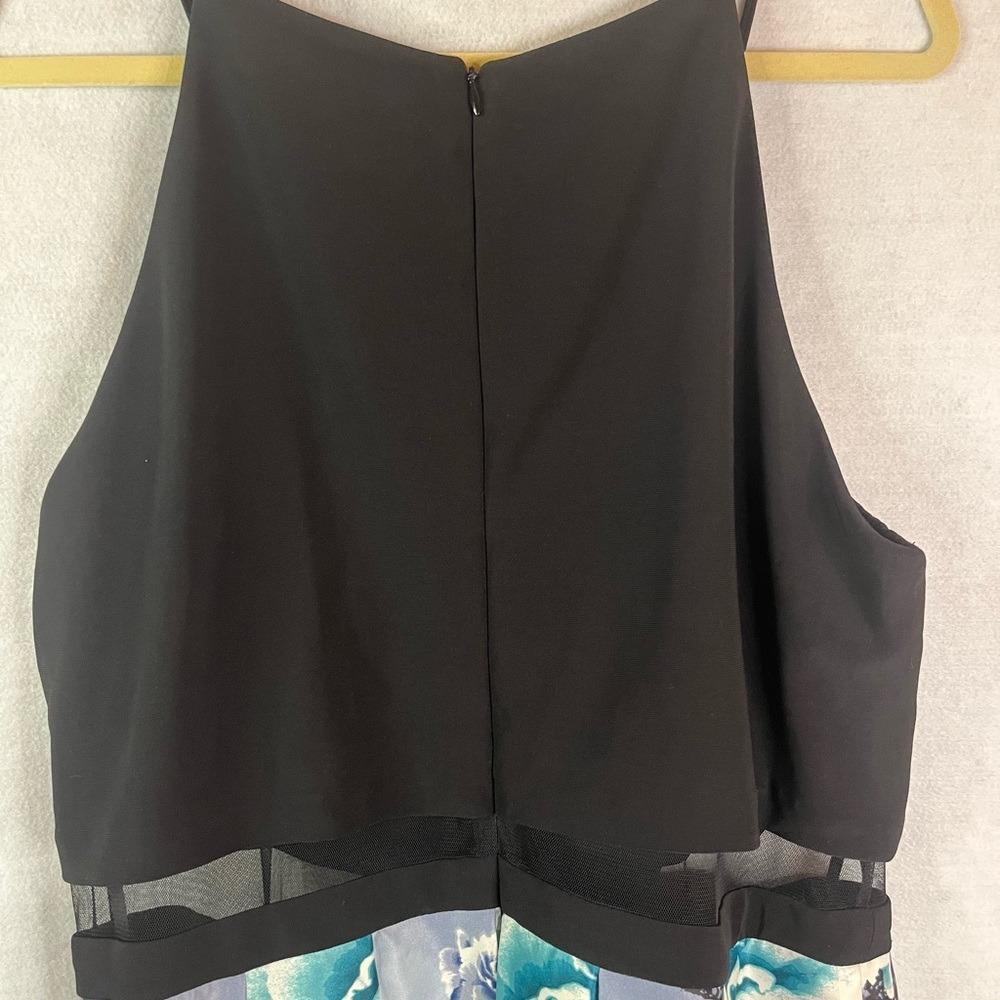 Betsy And Adam Illusion Two Piece Halter Dress Mesh Waist Satin Maxi Dress Sz 20 - Picture 8 of 11